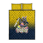 Personalized North Queensland Cowboys Quilt Bed Set Easter Mascot - Colorful Eggs Cartoon Style