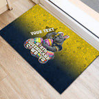 Personalized North Queensland Cowboys Rubber Doormat Easter Mascot - Colorful Eggs Cartoon Style