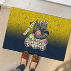 Personalized North Queensland Cowboys Rubber Doormat Easter Mascot - Colorful Eggs Cartoon Style
