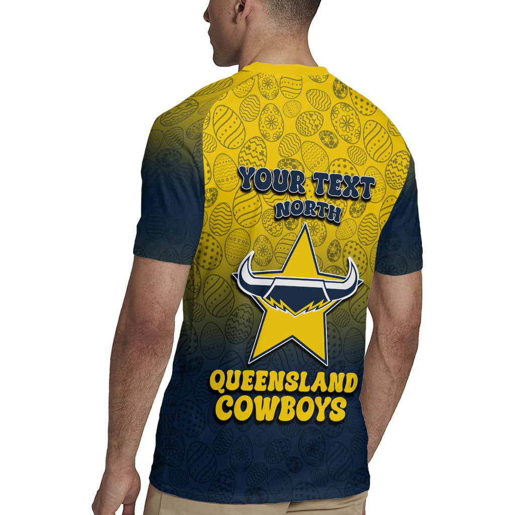 Personalized North Queensland Cowboys Rugby Jersey Easter Mascot - Colorful Eggs Cartoon Style