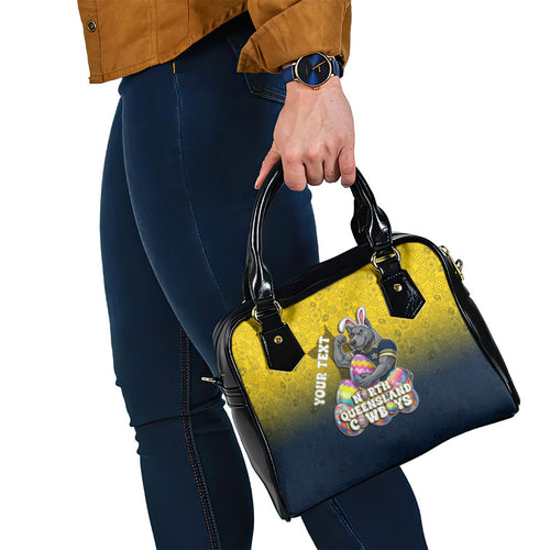 Personalized North Queensland Cowboys Shoulder Handbag Easter Mascot - Colorful Eggs Cartoon Style