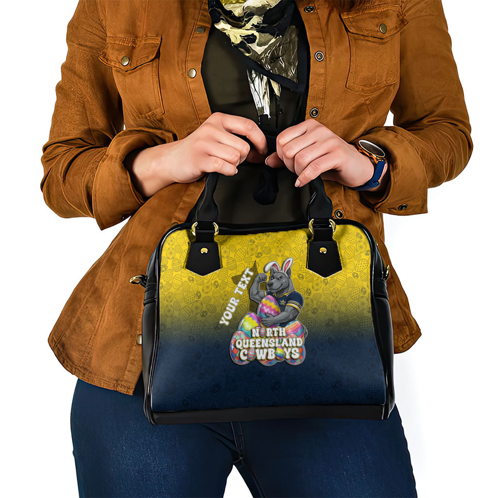 Personalized North Queensland Cowboys Shoulder Handbag Easter Mascot - Colorful Eggs Cartoon Style