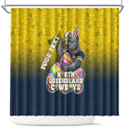 Personalized North Queensland Cowboys Shower Curtain Easter Mascot - Colorful Eggs Cartoon Style