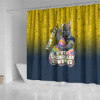 Personalized North Queensland Cowboys Shower Curtain Easter Mascot - Colorful Eggs Cartoon Style