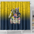 Personalized North Queensland Cowboys Shower Curtain Easter Mascot - Colorful Eggs Cartoon Style