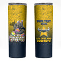 Personalized North Queensland Cowboys Skinny Tumbler Easter Mascot - Colorful Eggs Cartoon Style