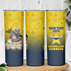 Personalized North Queensland Cowboys Skinny Tumbler Easter Mascot - Colorful Eggs Cartoon Style
