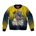 Personalized North Queensland Cowboys Sleeve Zip Bomber Jacket Easter Mascot - Colorful Eggs Cartoon Style