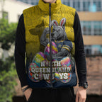 Personalized North Queensland Cowboys Sleeveless Puffer Jacket Easter Mascot - Colorful Eggs Cartoon Style