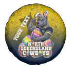 Personalized North Queensland Cowboys Spare Tire Cover Easter Mascot - Colorful Eggs Cartoon Style