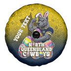 Personalized North Queensland Cowboys Spare Tire Cover Easter Mascot - Colorful Eggs Cartoon Style