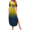 Personalized North Queensland Cowboys Summer Maxi Dress Easter Mascot - Colorful Eggs Cartoon Style