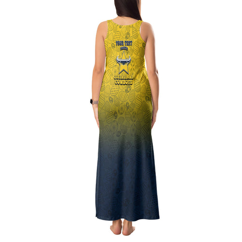Personalized North Queensland Cowboys Tank Maxi Dress Easter Mascot - Colorful Eggs Cartoon Style