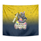 Personalized North Queensland Cowboys Tapestry Easter Mascot - Colorful Eggs Cartoon Style