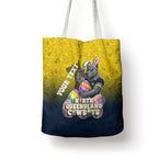 Personalized North Queensland Cowboys Tote Bag Easter Mascot - Colorful Eggs Cartoon Style
