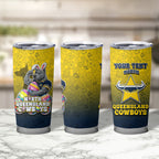 Personalized North Queensland Cowboys Tumbler Cup Easter Mascot - Colorful Eggs Cartoon Style
