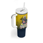 Personalized North Queensland Cowboys Tumbler With Handle Easter Mascot - Colorful Eggs Cartoon Style