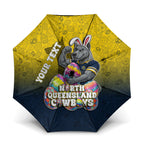 Personalized North Queensland Cowboys Umbrella Easter Mascot - Colorful Eggs Cartoon Style
