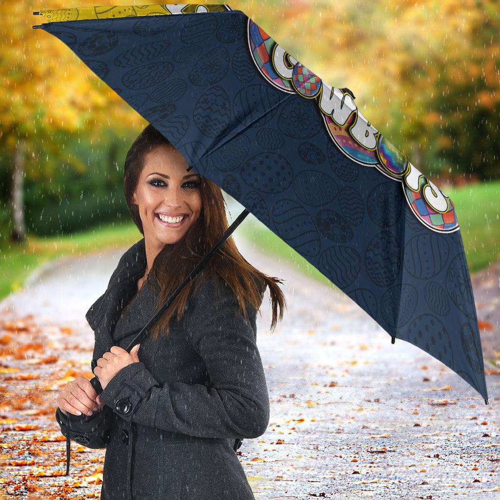 Personalized North Queensland Cowboys Umbrella Easter Mascot - Colorful Eggs Cartoon Style