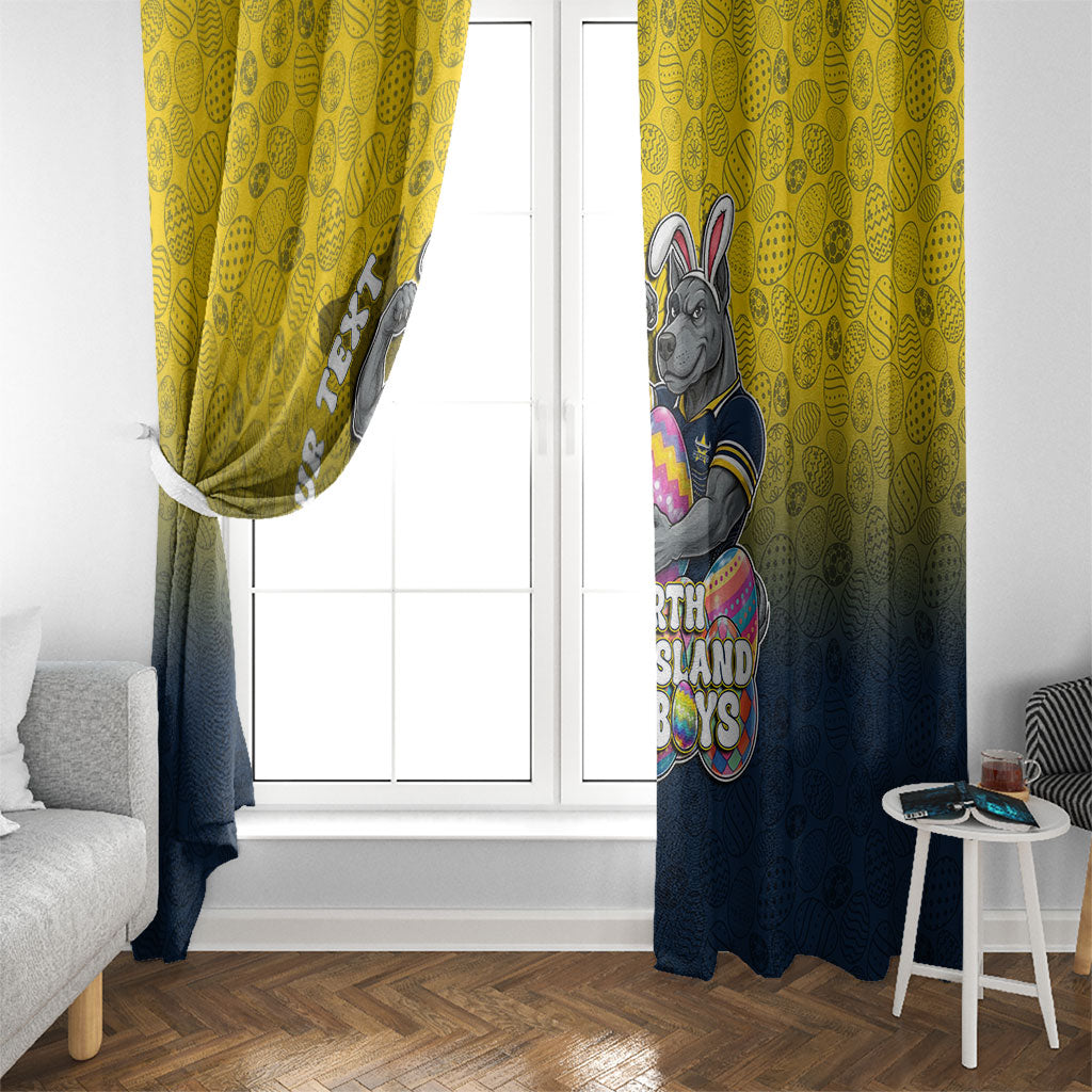 Personalized North Queensland Cowboys Window Curtain Easter Mascot - Colorful Eggs Cartoon Style