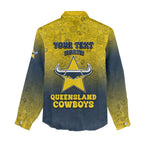 Personalized North Queensland Cowboys Women Casual Shirt Easter Mascot - Colorful Eggs Cartoon Style