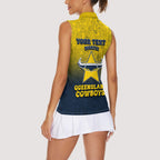 Personalized North Queensland Cowboys Women Sleeveless Polo Shirt Easter Mascot - Colorful Eggs Cartoon Style