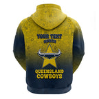 Personalized North Queensland Cowboys Zip Hoodie Easter Mascot - Colorful Eggs Cartoon Style
