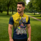 Personalized North Queensland Cowboys Zipper Polo Shirt Easter Mascot - Colorful Eggs Cartoon Style