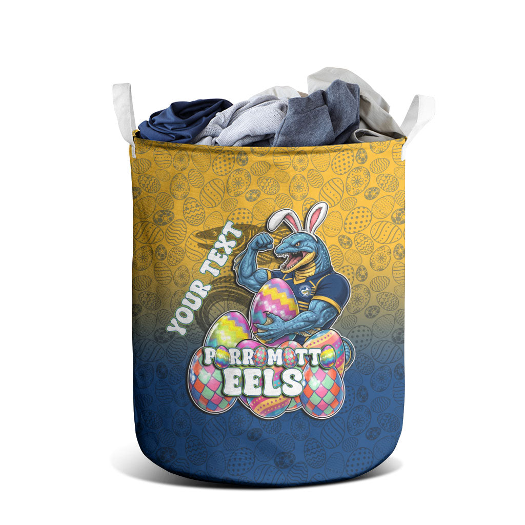 Personalized Parramatta Eels Laundry Basket Easter Mascot - Colorful Eggs Cartoon Style