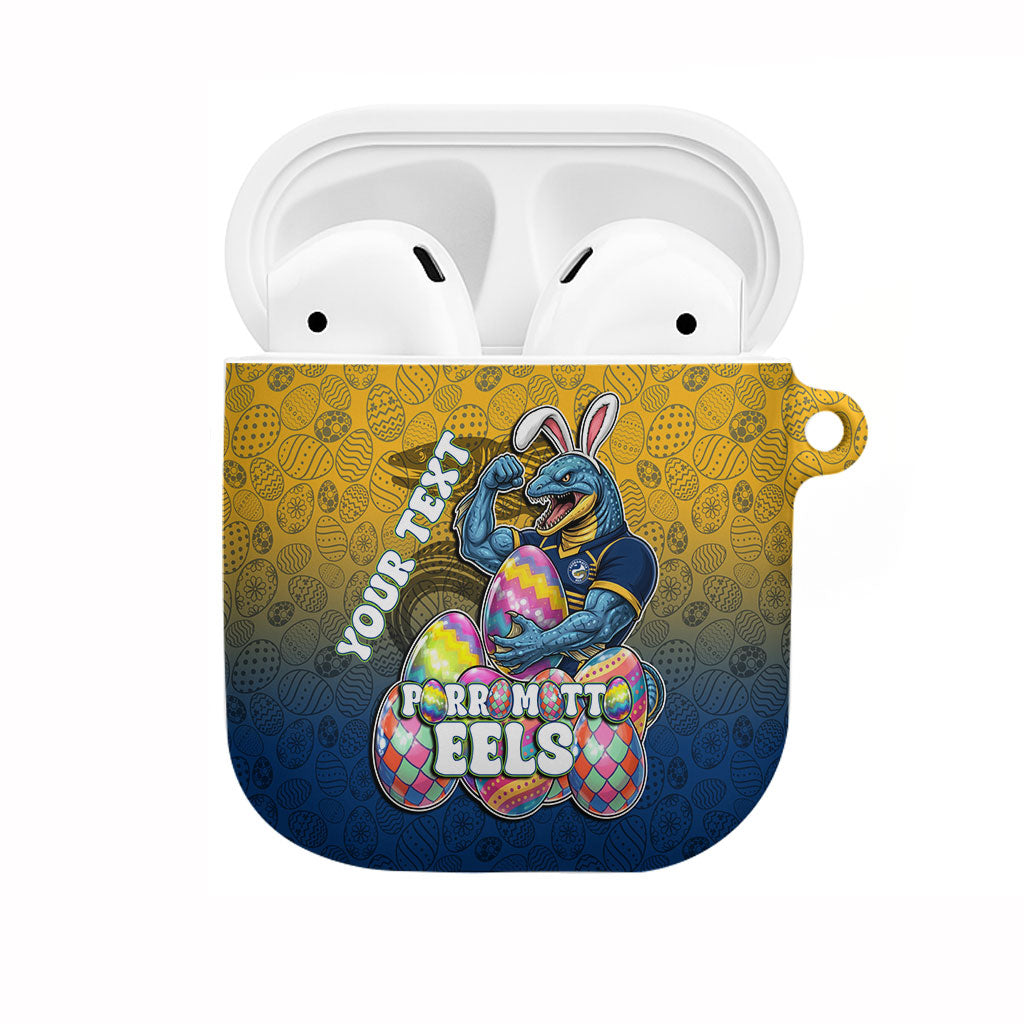 Personalized Parramatta Eels AirPods Case Easter Mascot - Colorful Eggs Cartoon Style
