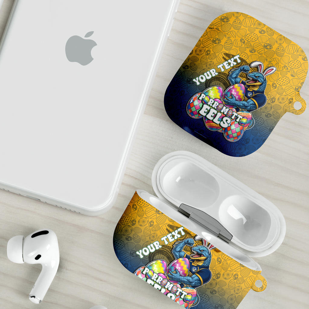 Personalized Parramatta Eels AirPods Case Easter Mascot - Colorful Eggs Cartoon Style