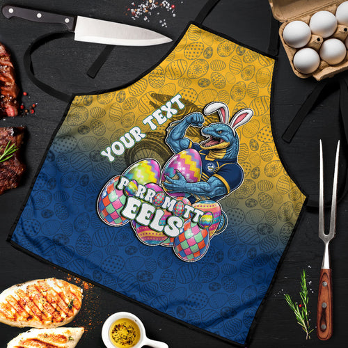 Personalized Parramatta Eels Apron Easter Mascot - Colorful Eggs Cartoon Style