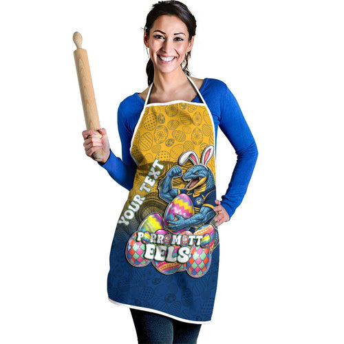 Personalized Parramatta Eels Apron Easter Mascot - Colorful Eggs Cartoon Style