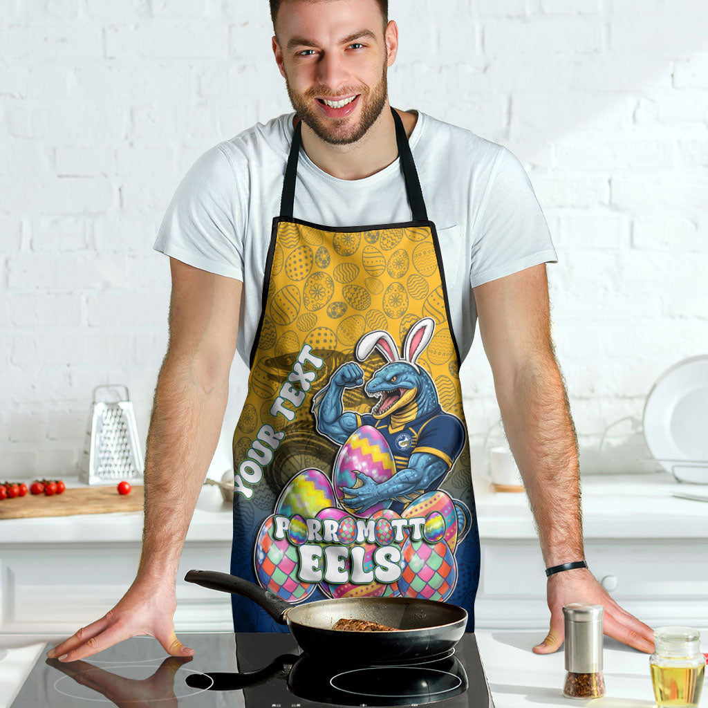 Personalized Parramatta Eels Apron Easter Mascot - Colorful Eggs Cartoon Style