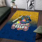 Personalized Parramatta Eels Area Rug Easter Mascot - Colorful Eggs Cartoon Style