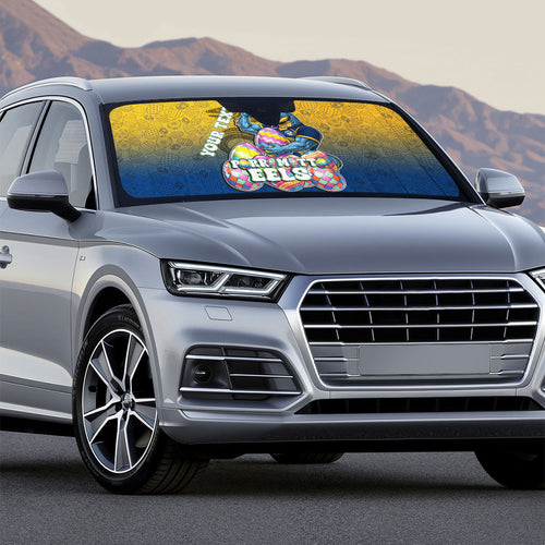 Personalized Parramatta Eels Auto Sun Shade Easter Mascot - Colorful Eggs Cartoon Style