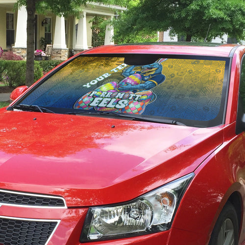 Personalized Parramatta Eels Auto Sun Shade Easter Mascot - Colorful Eggs Cartoon Style