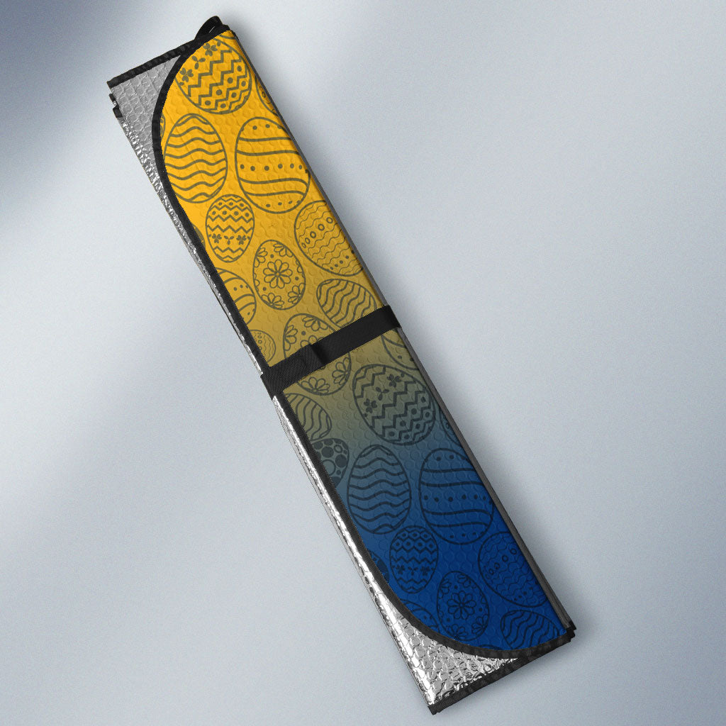 Personalized Parramatta Eels Auto Sun Shade Easter Mascot - Colorful Eggs Cartoon Style