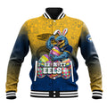 Personalized Parramatta Eels Baseball Jacket Easter Mascot - Colorful Eggs Cartoon Style