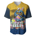 Personalized Parramatta Eels Baseball Jersey Easter Mascot - Colorful Eggs Cartoon Style
