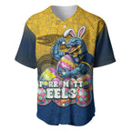 Personalized Parramatta Eels Baseball Jersey Easter Mascot - Colorful Eggs Cartoon Style