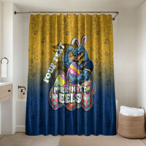 Personalized Parramatta Eels Bathroom Set Easter Mascot - Colorful Eggs Cartoon Style