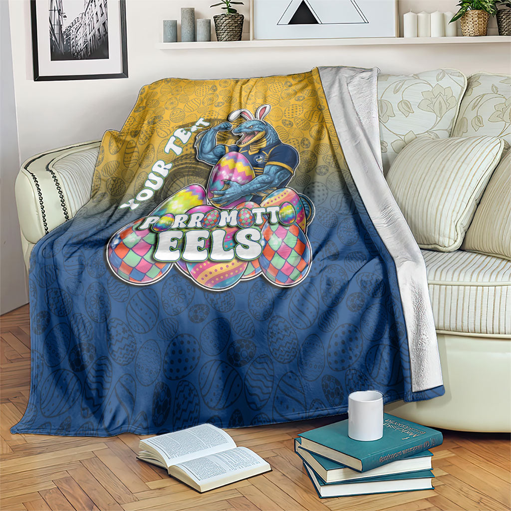 Personalized Parramatta Eels Blanket Easter Mascot - Colorful Eggs Cartoon Style