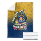 Personalized Parramatta Eels Blanket Easter Mascot - Colorful Eggs Cartoon Style