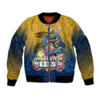 Personalized Parramatta Eels Bomber Jacket Easter Mascot - Colorful Eggs Cartoon Style