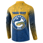 Personalized Parramatta Eels Button Sweatshirt Easter Mascot - Colorful Eggs Cartoon Style