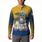 Personalized Parramatta Eels Button Sweatshirt Easter Mascot - Colorful Eggs Cartoon Style