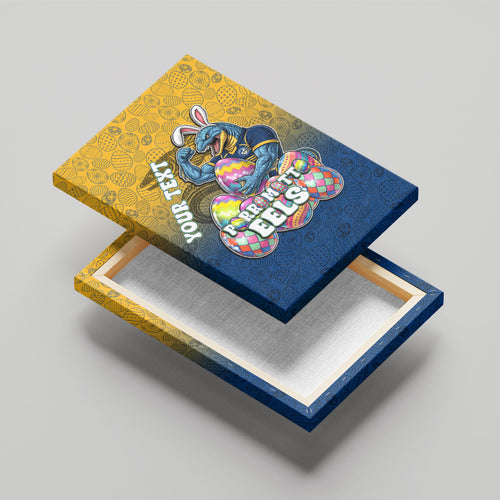 Personalized Parramatta Eels Canvas Wall Art Easter Mascot - Colorful Eggs Cartoon Style