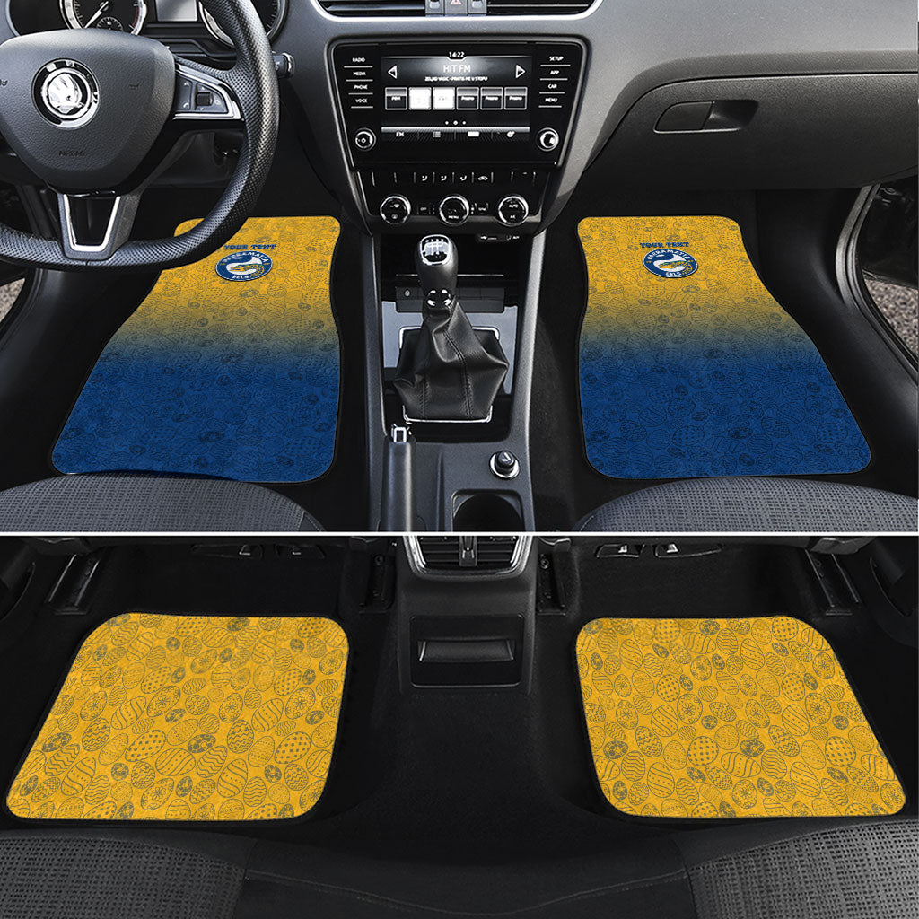 Personalized Parramatta Eels Car Mats Easter Mascot - Colorful Eggs Cartoon Style