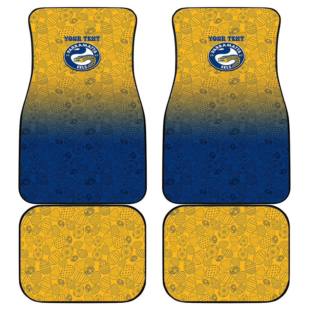 Personalized Parramatta Eels Car Mats Easter Mascot - Colorful Eggs Cartoon Style
